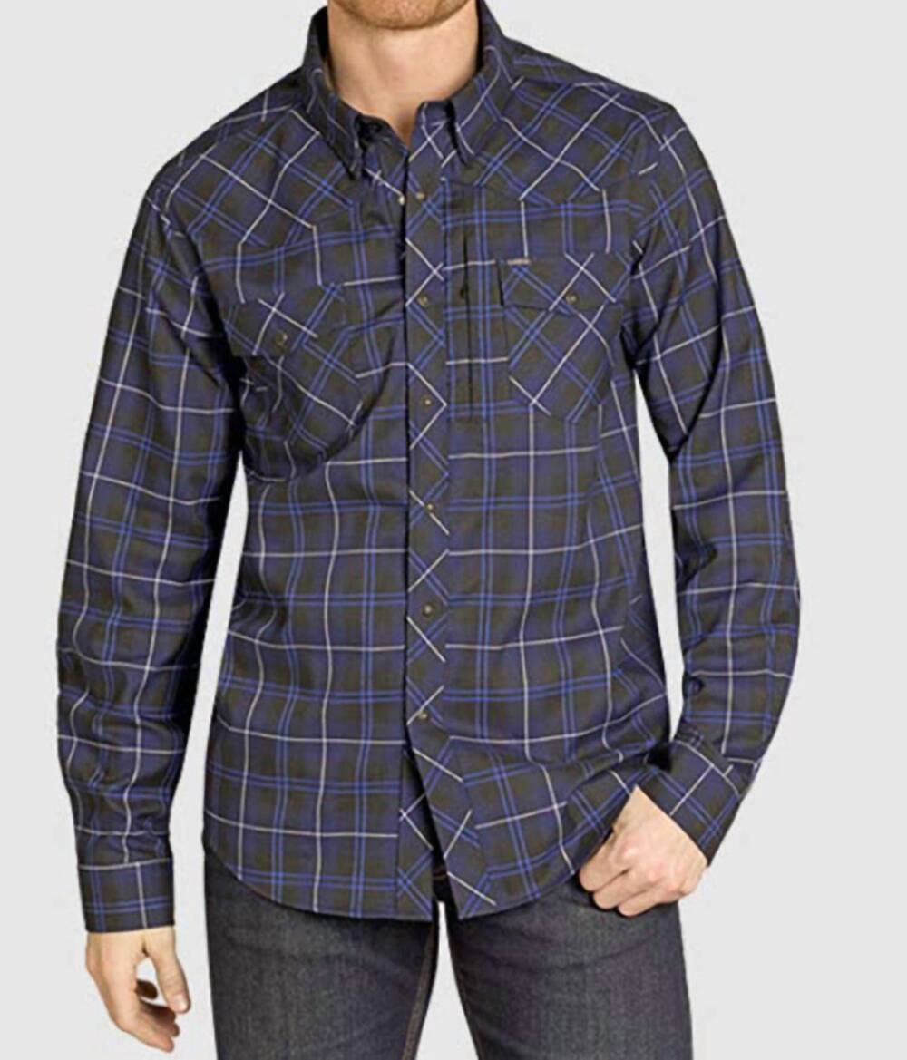 NEW ROCK & ROLL DENIM cowboy tek western plaid flannel shirt in navy